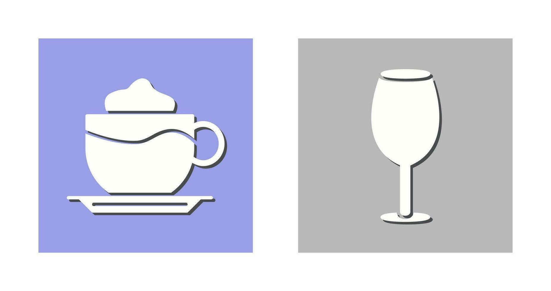 latté y vino vaso icono vector