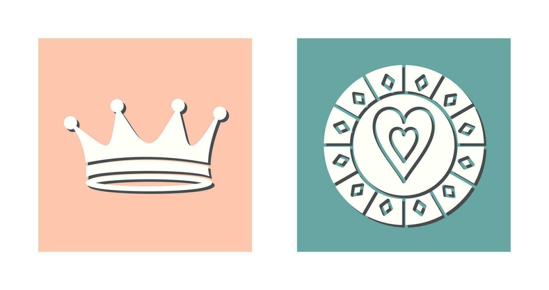 king crown and heart chip Icon vector