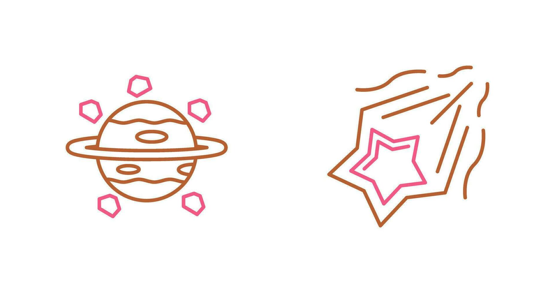 Saturno y disparo estrella icono vector