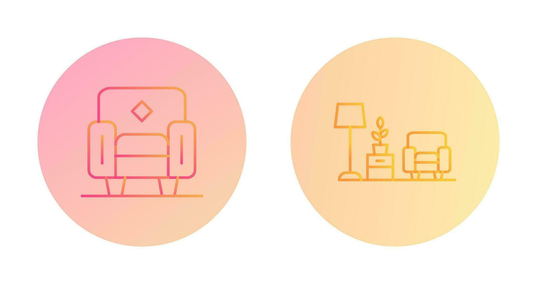 Sillón y vivo habitación icono vector