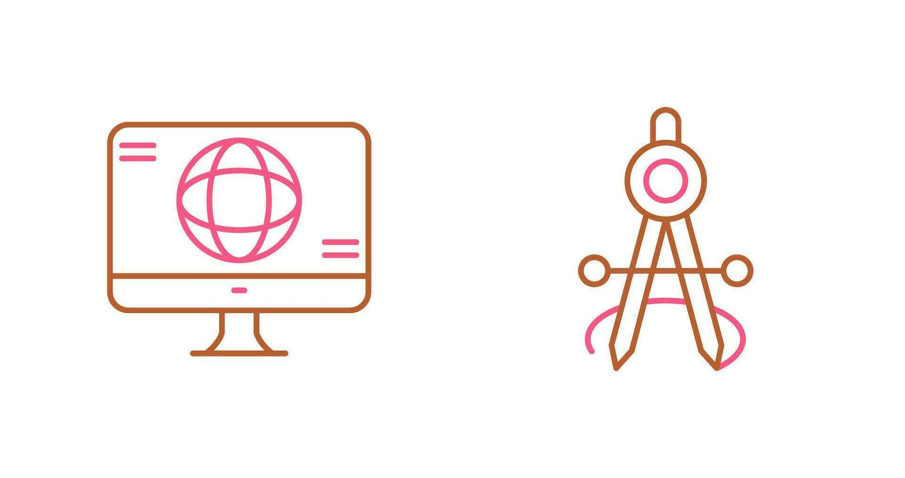 monitor and compass Icon vector