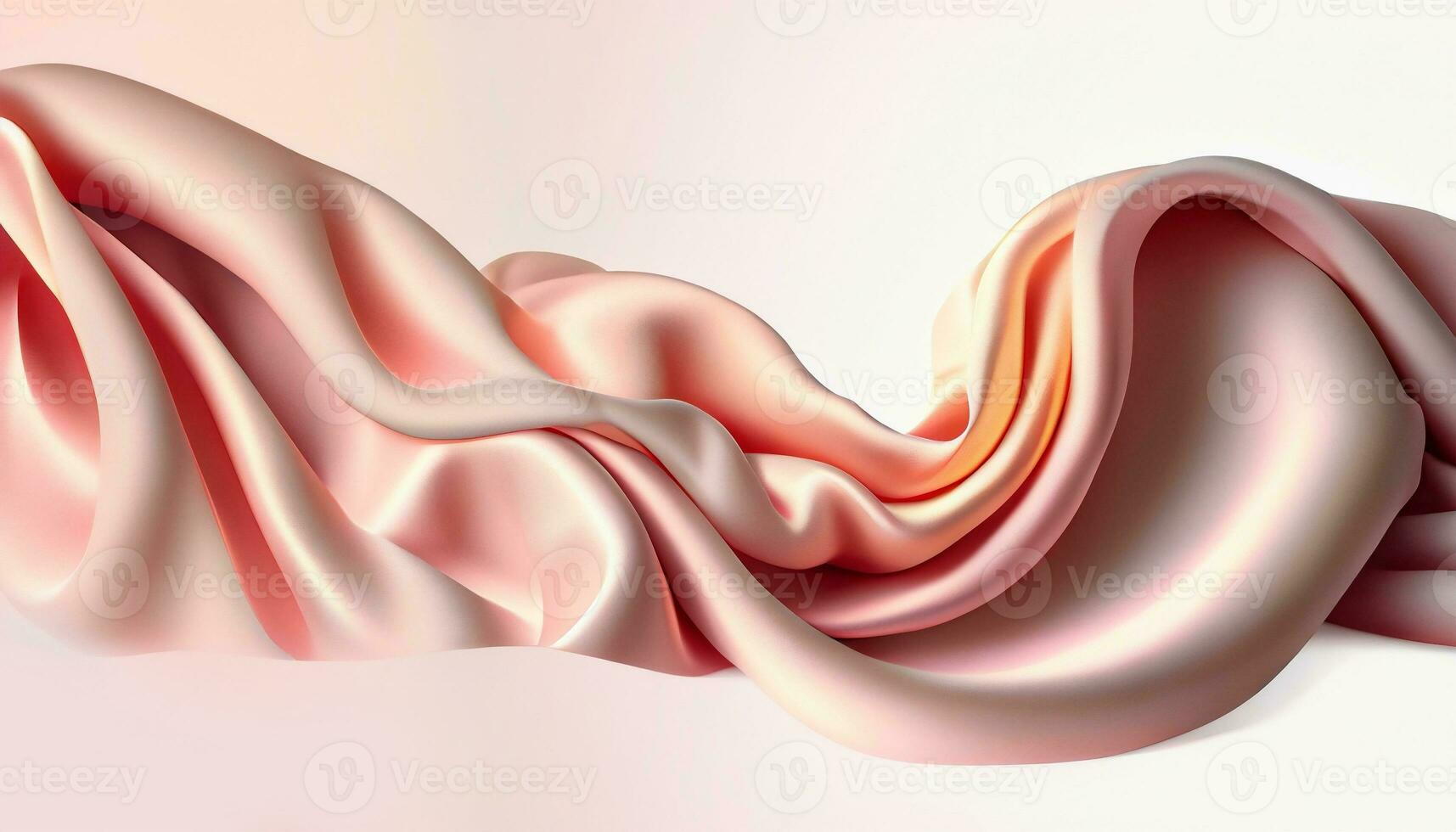 Smooth elegant pink silk background. Beige cream draped fabric satin. AI generative. photo