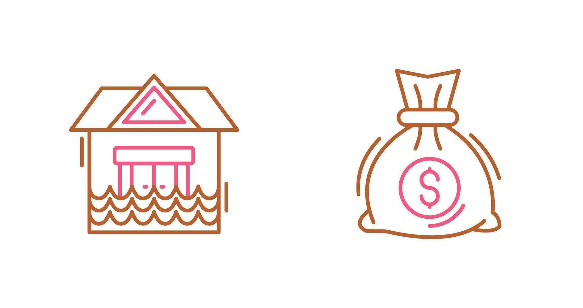 Natural Disaster and Money Bag Icon vector