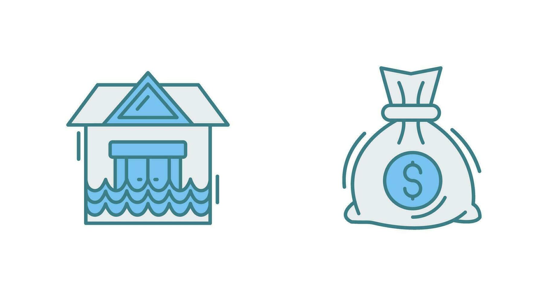 Natural Disaster and Money Bag Icon vector