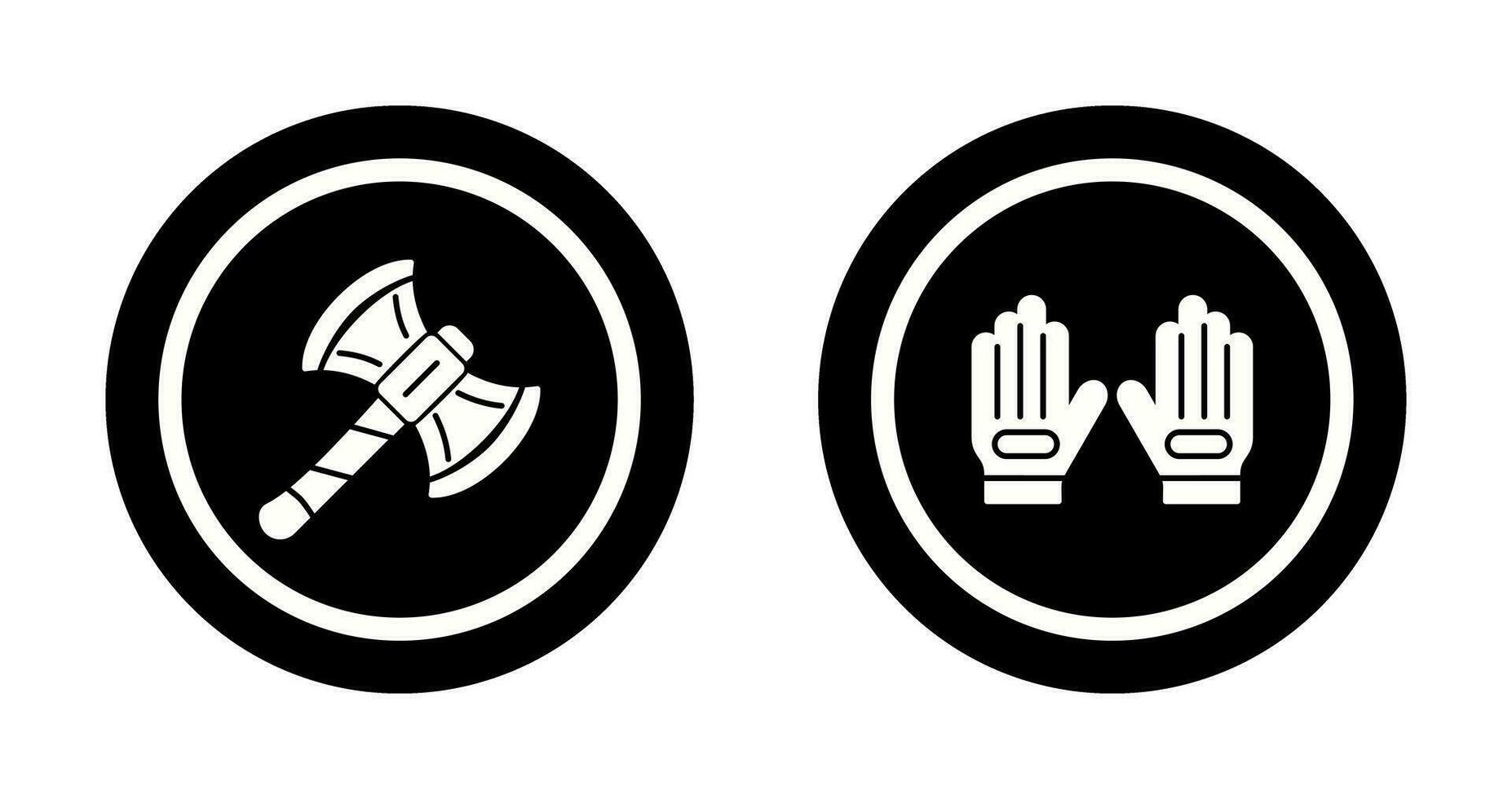 hacha y guante icono vector