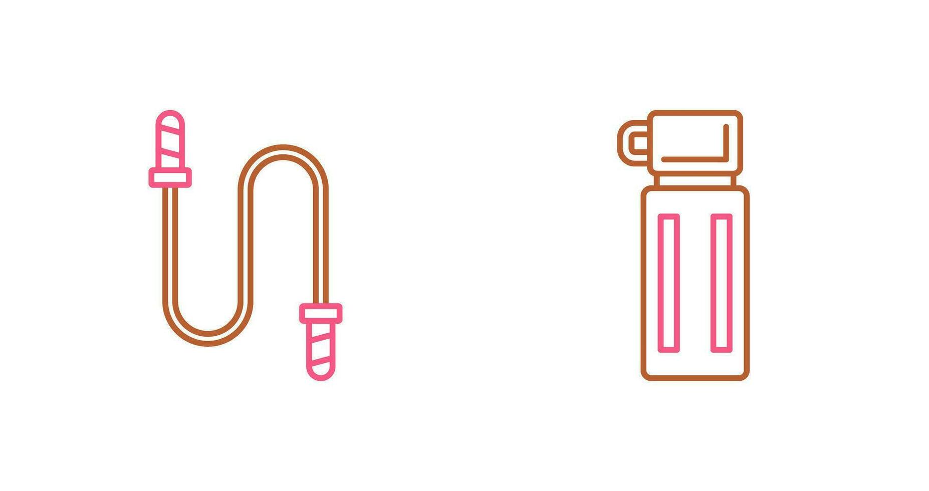 saltando cuerda y termo icono vector
