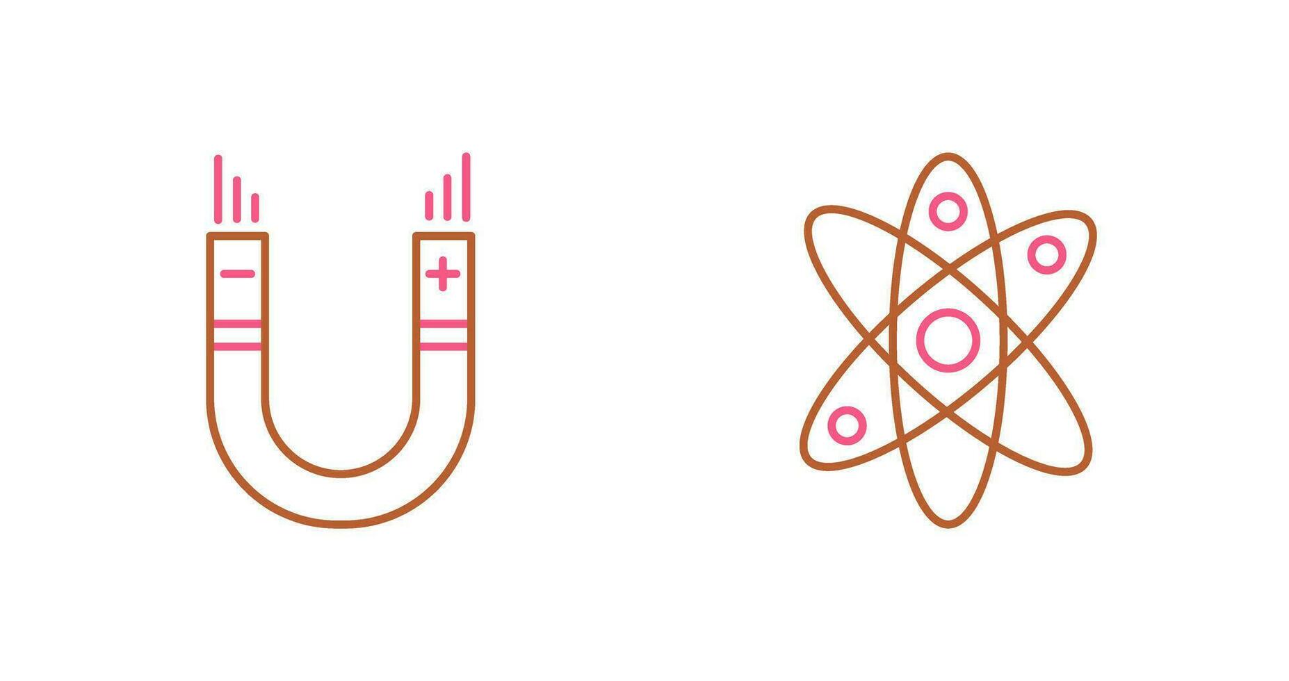átomo y imán, atracción icono vector