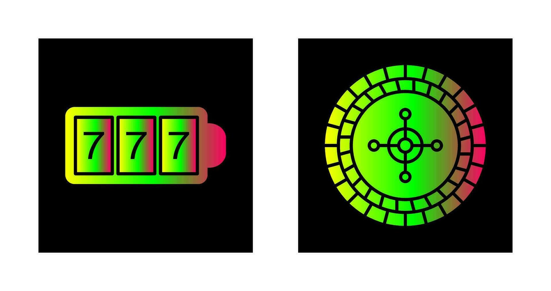 slot machine with sevens and roulette  Icon vector