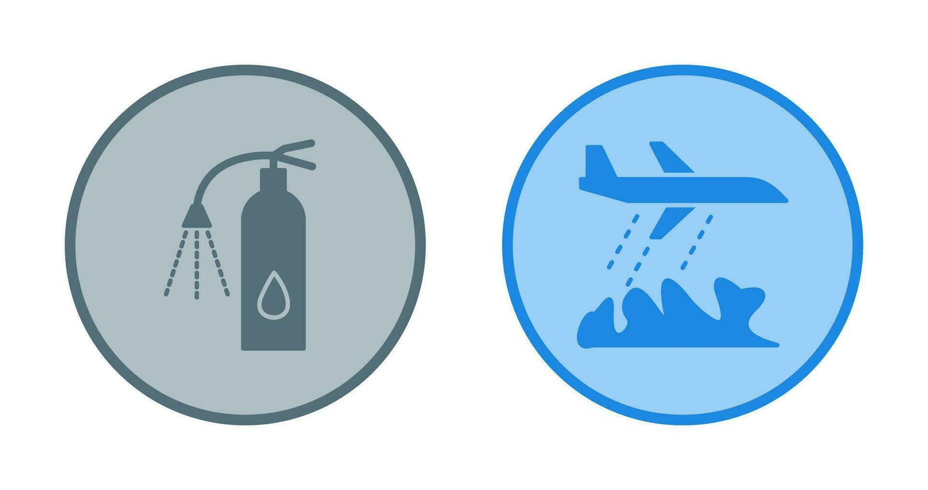 using extinguisher and firefighter plane  Icon vector