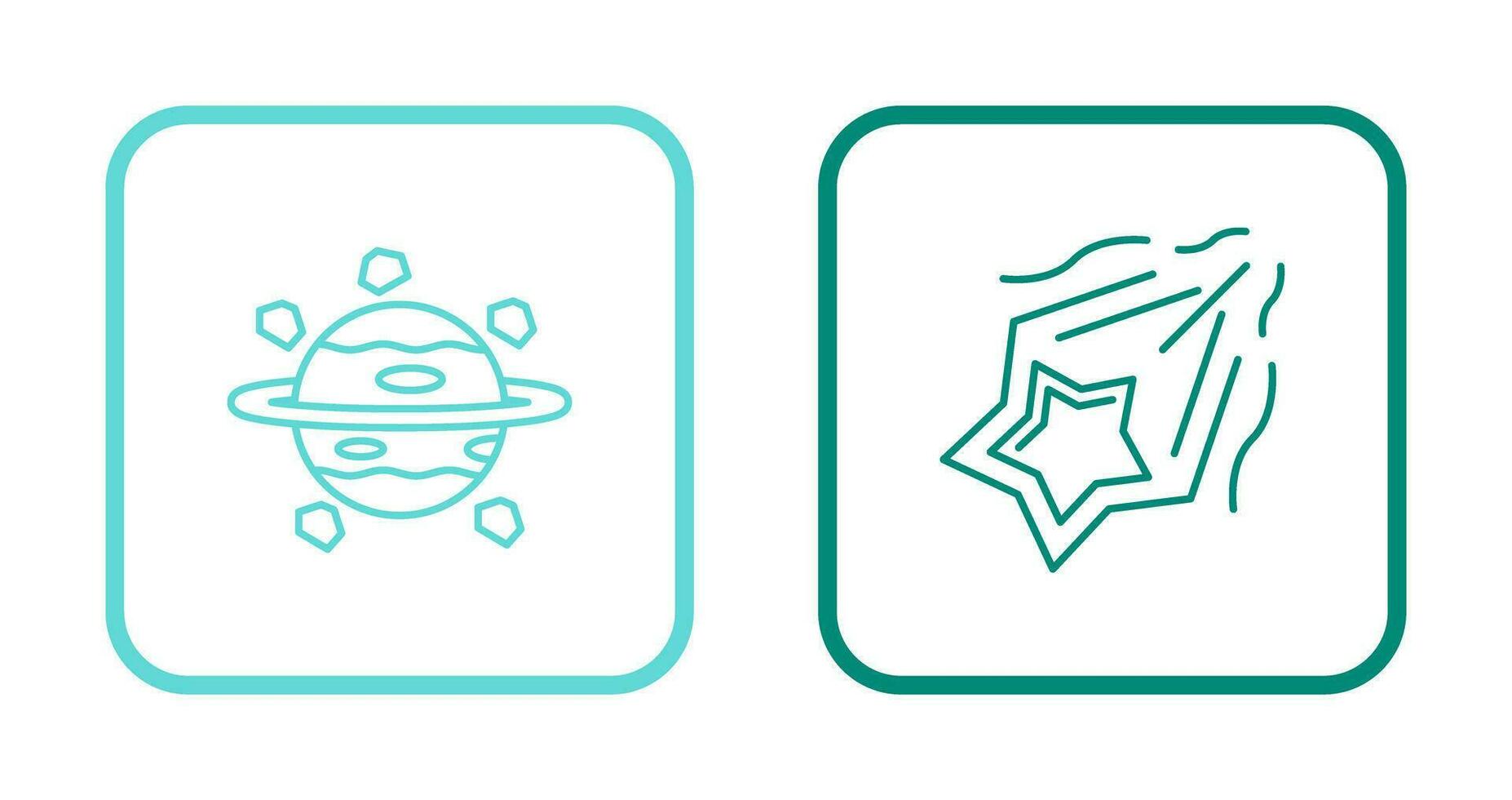 Saturno y disparo estrella icono vector