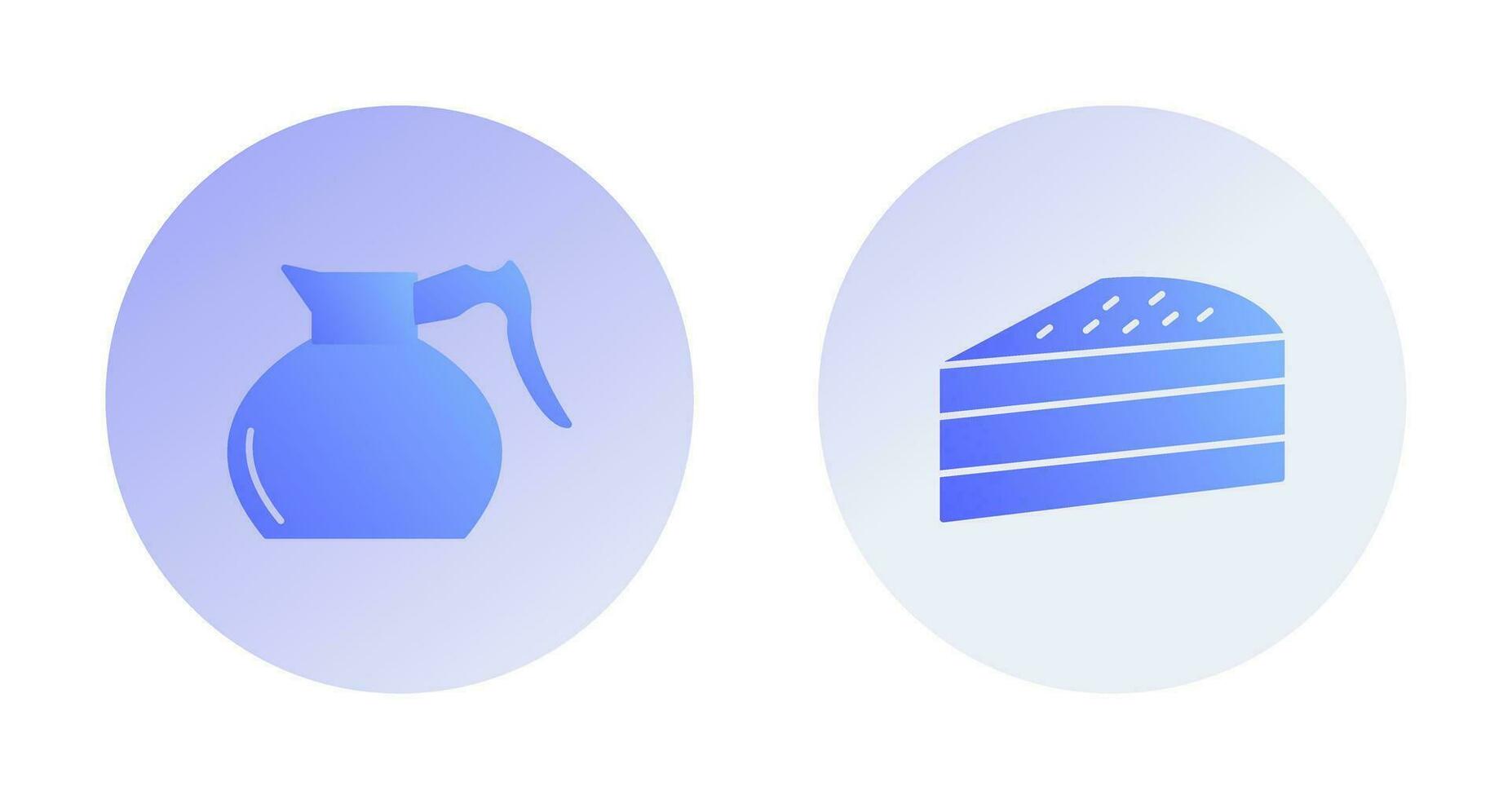 cake slice and coffee pot  Icon vector