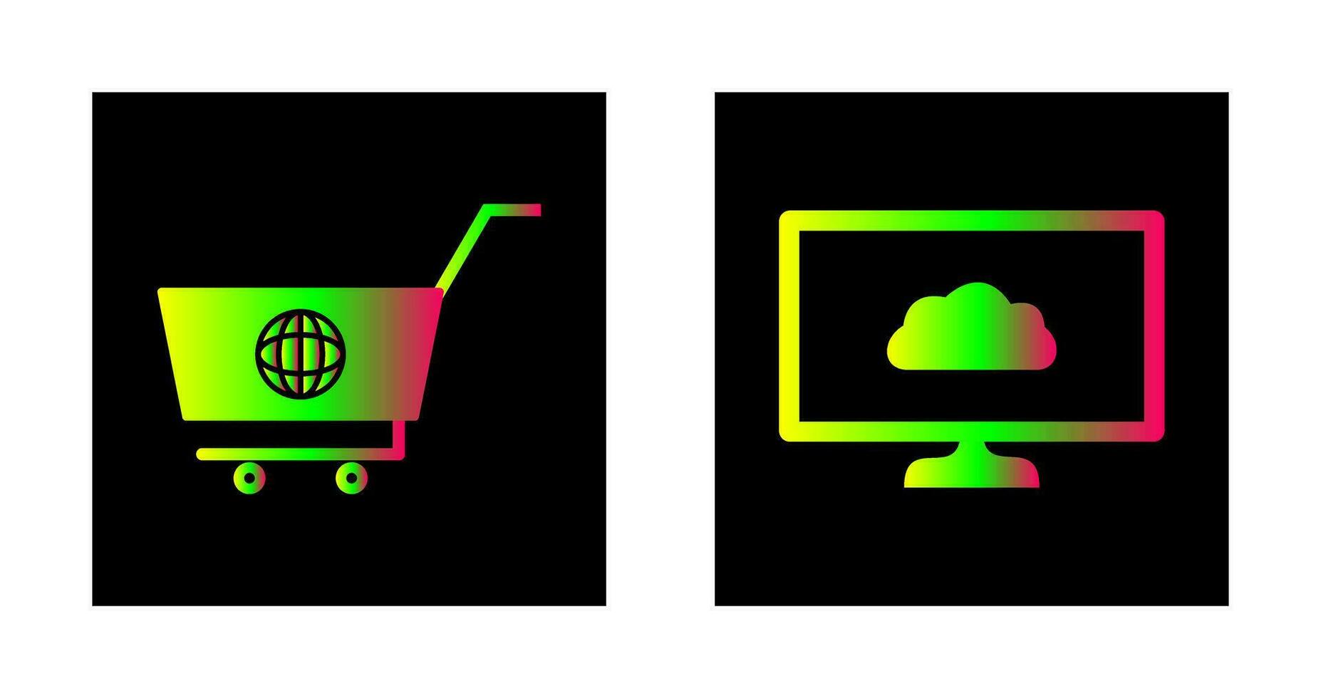 global shopping and cloud sysytem  Icon vector