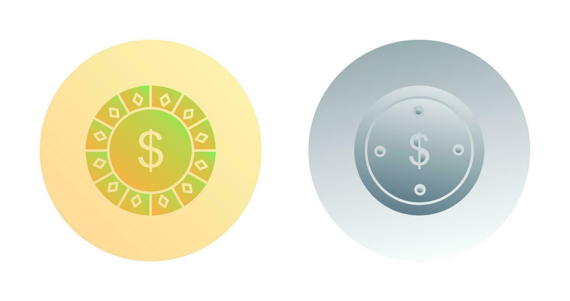 dollar chip and dolllar coin Icon vector