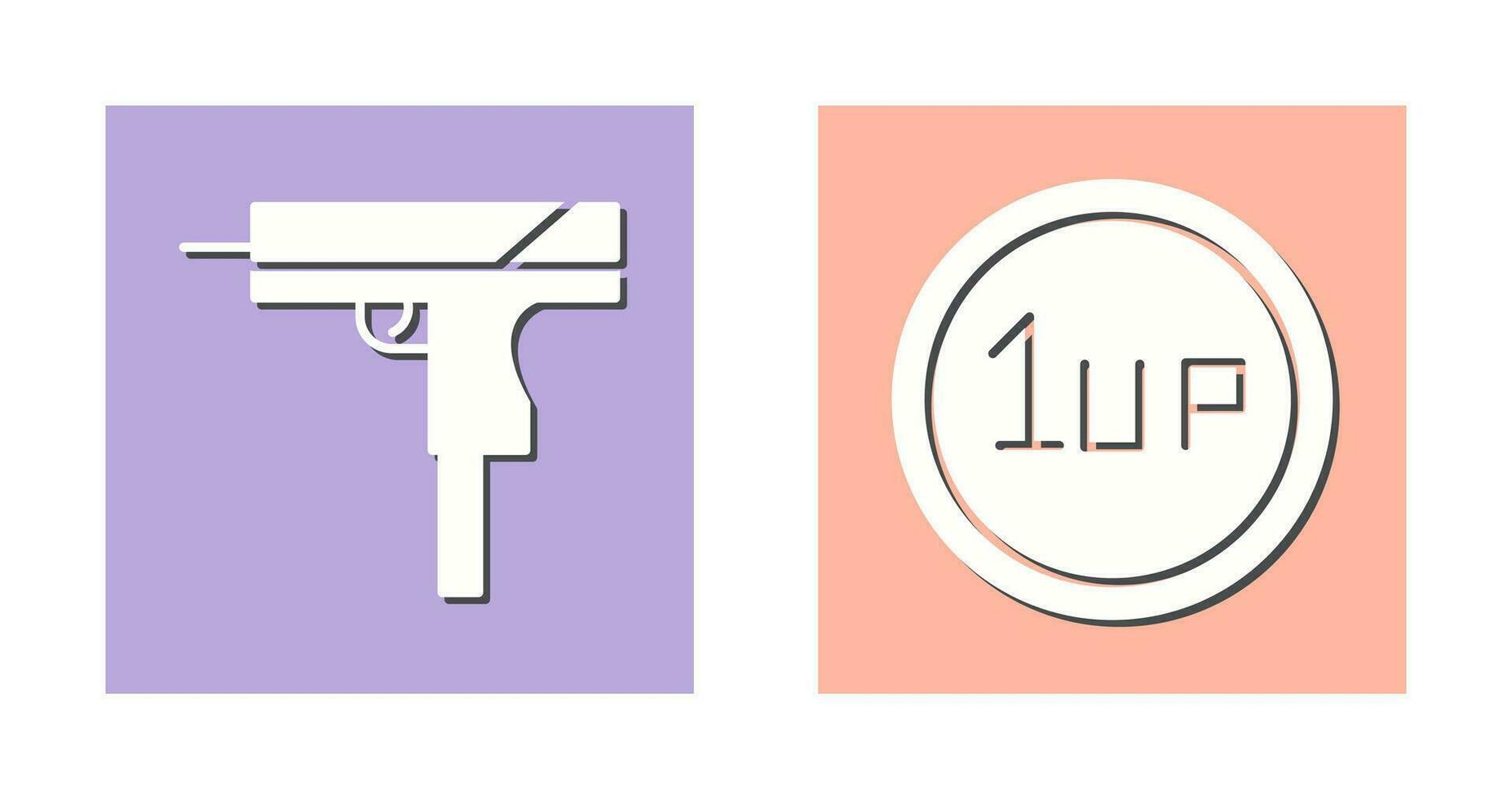 pistola y 1 de ventaja icono vector