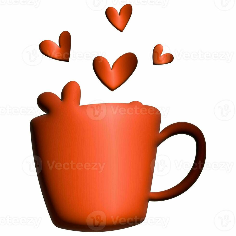 Mug with hearts pink 3D decoration design. photo