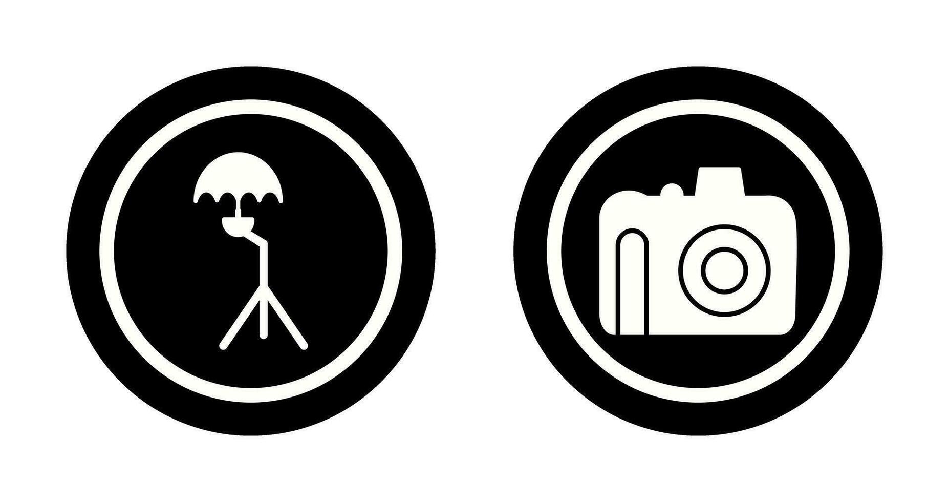 umbrella stand and dslr camera Icon vector