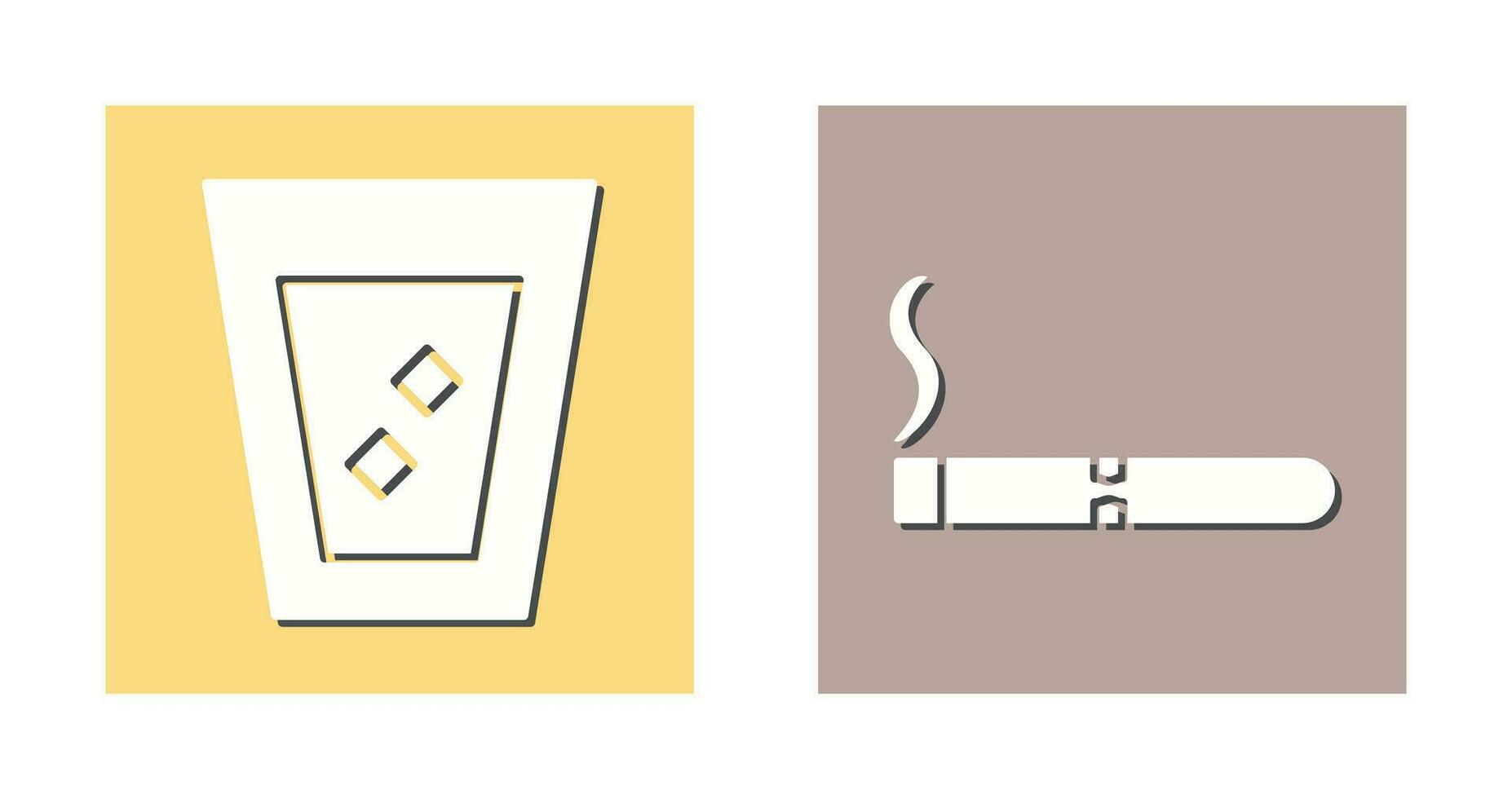 lit cigar and white russian drink  Icon vector