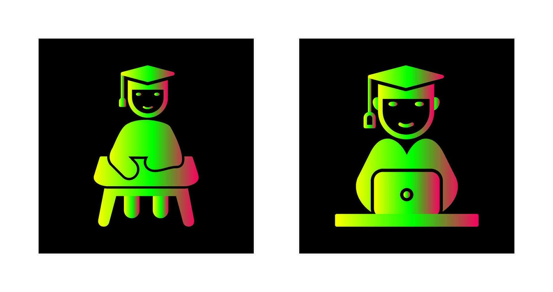 Studying on Desk and Student on Laptop Icon vector