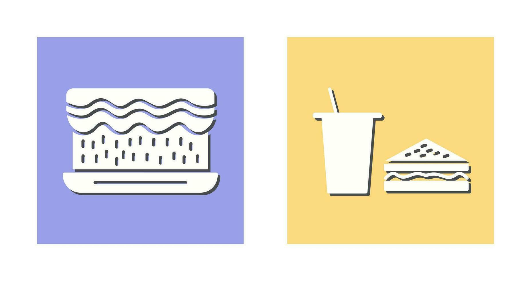 cream cake and lunch bistro Icon vector