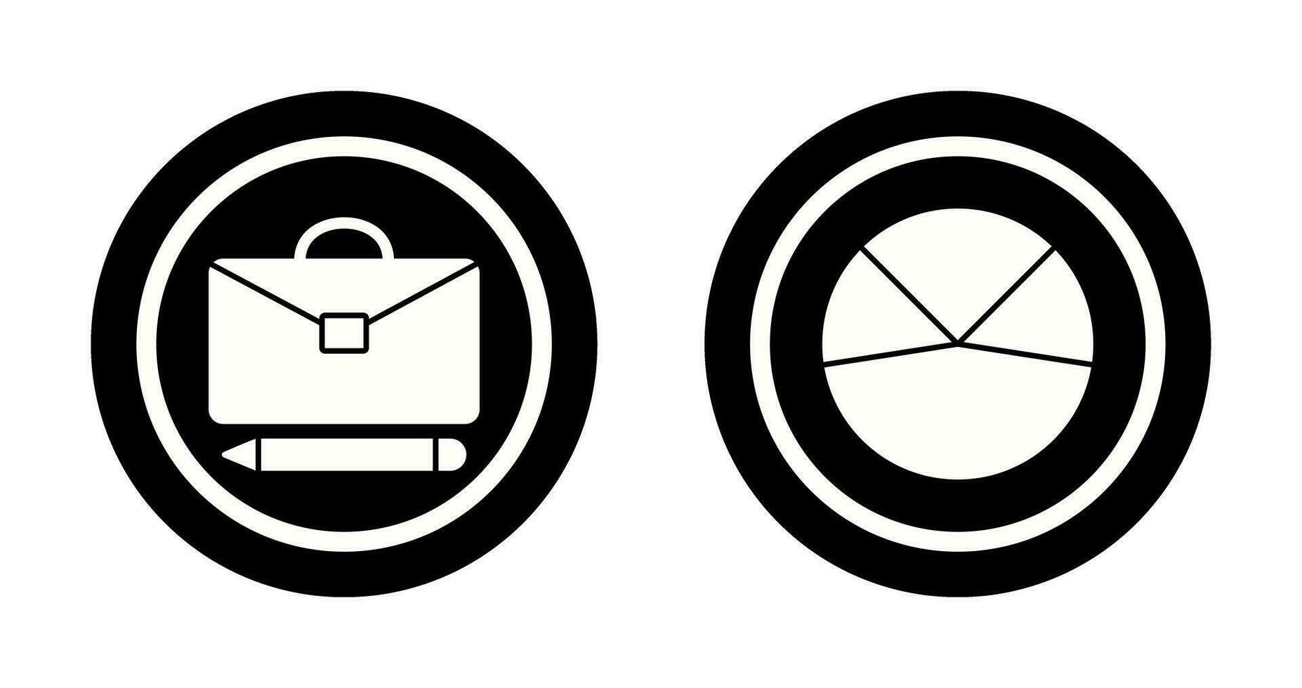 briefcase and pie chart analysis Icon vector