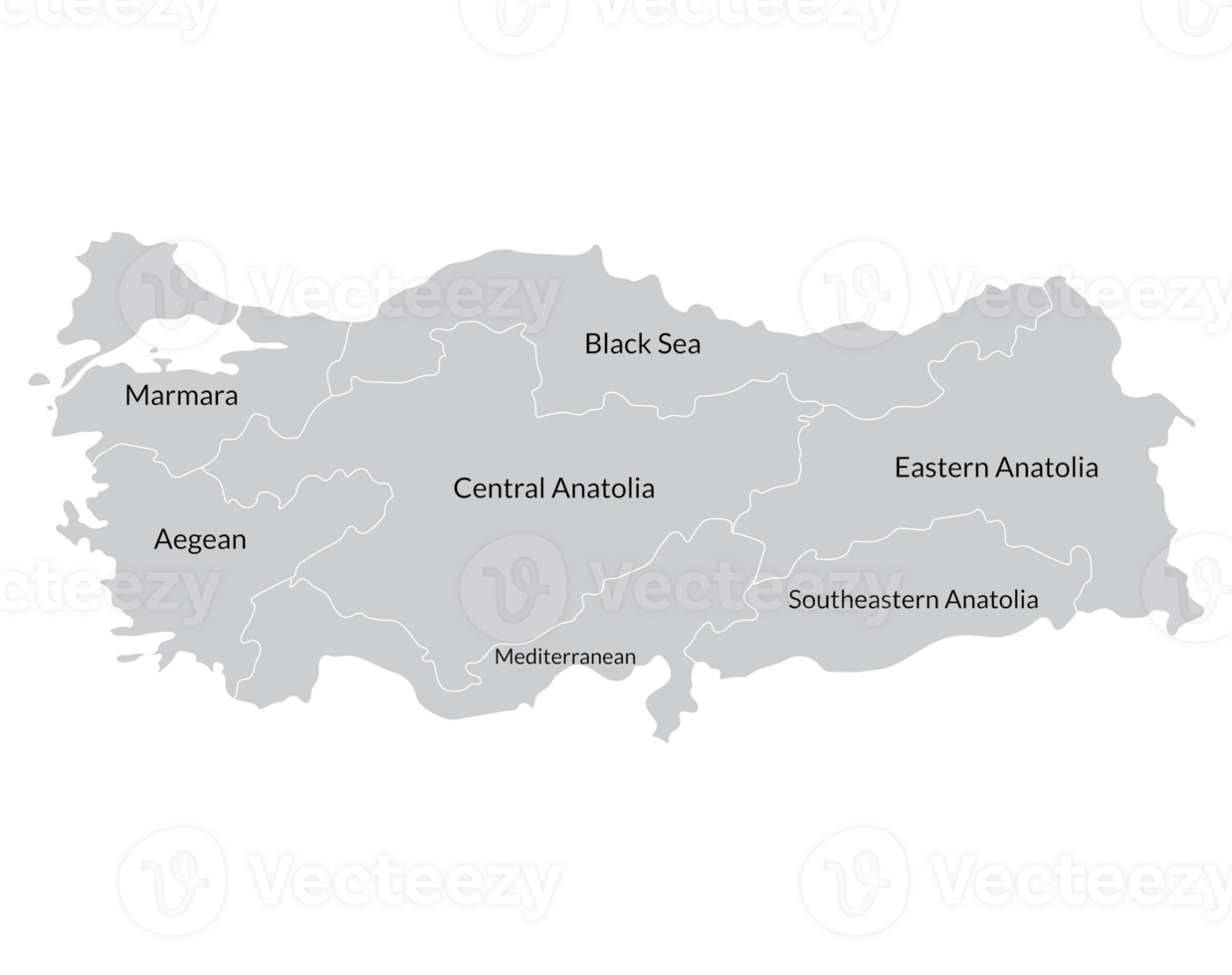 Turkey map with main regions. Map of Turkey png