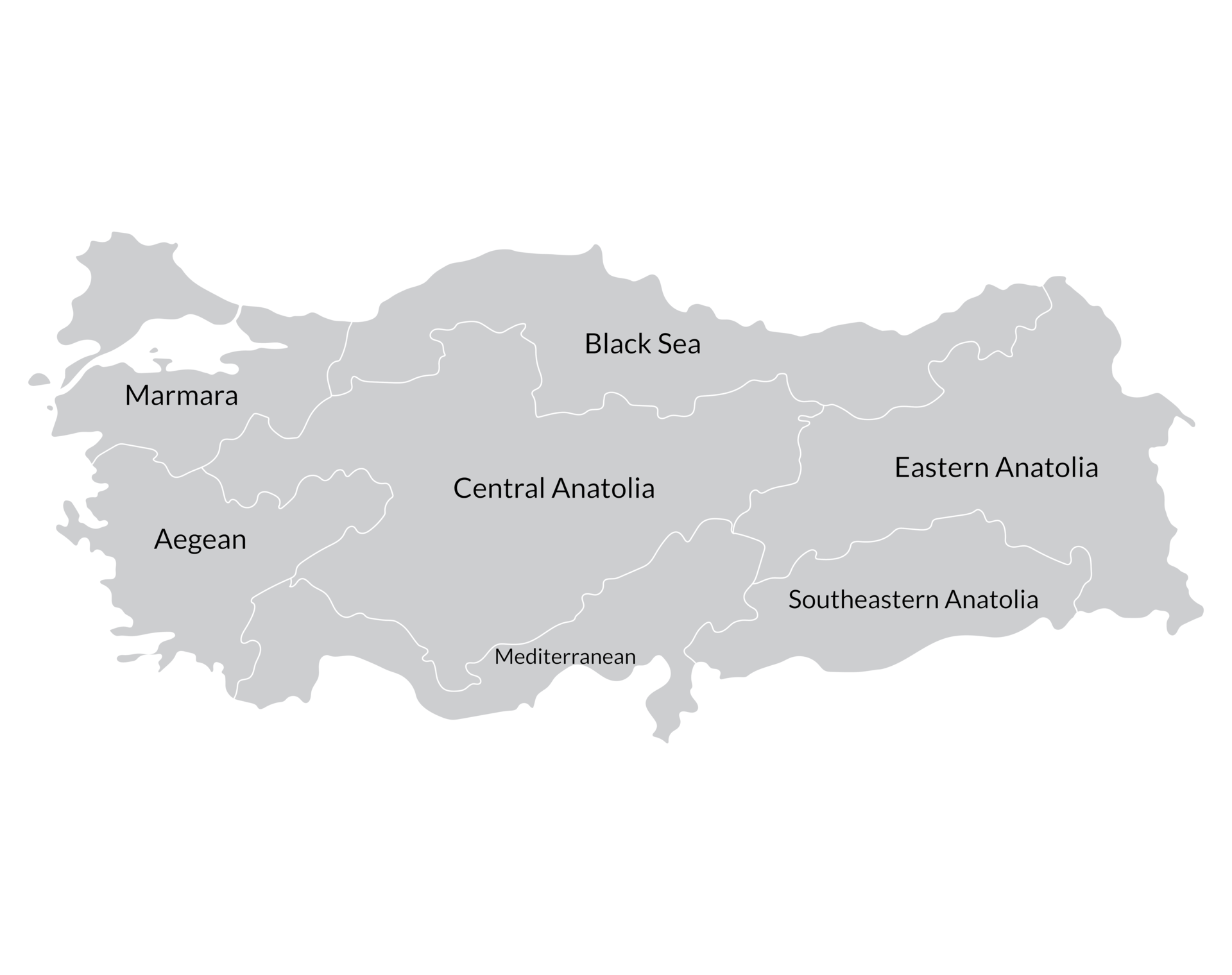 Turkey map with main regions. Map of Turkey 32768595 PNG