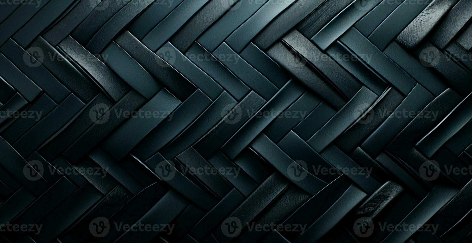 Weave eco leather black texture pattern, panoramic background - AI generated image photo