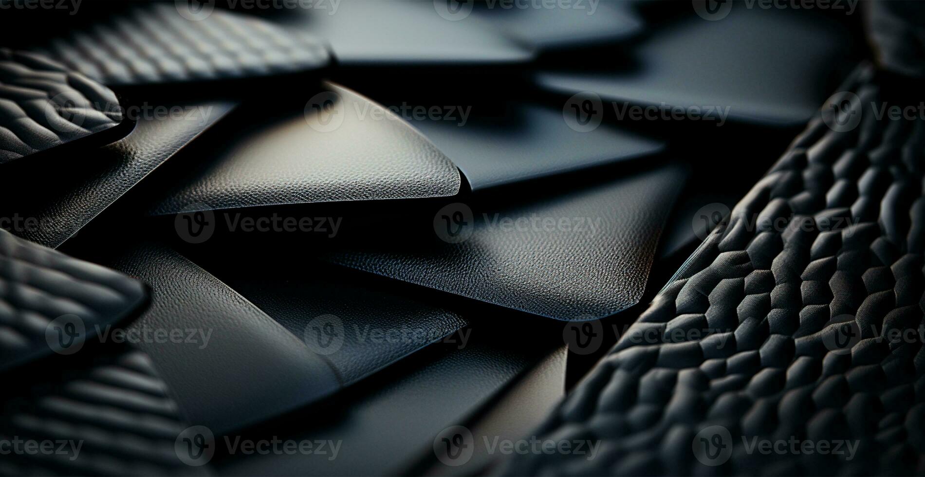 Weave eco leather black texture pattern, panoramic background - AI generated image photo