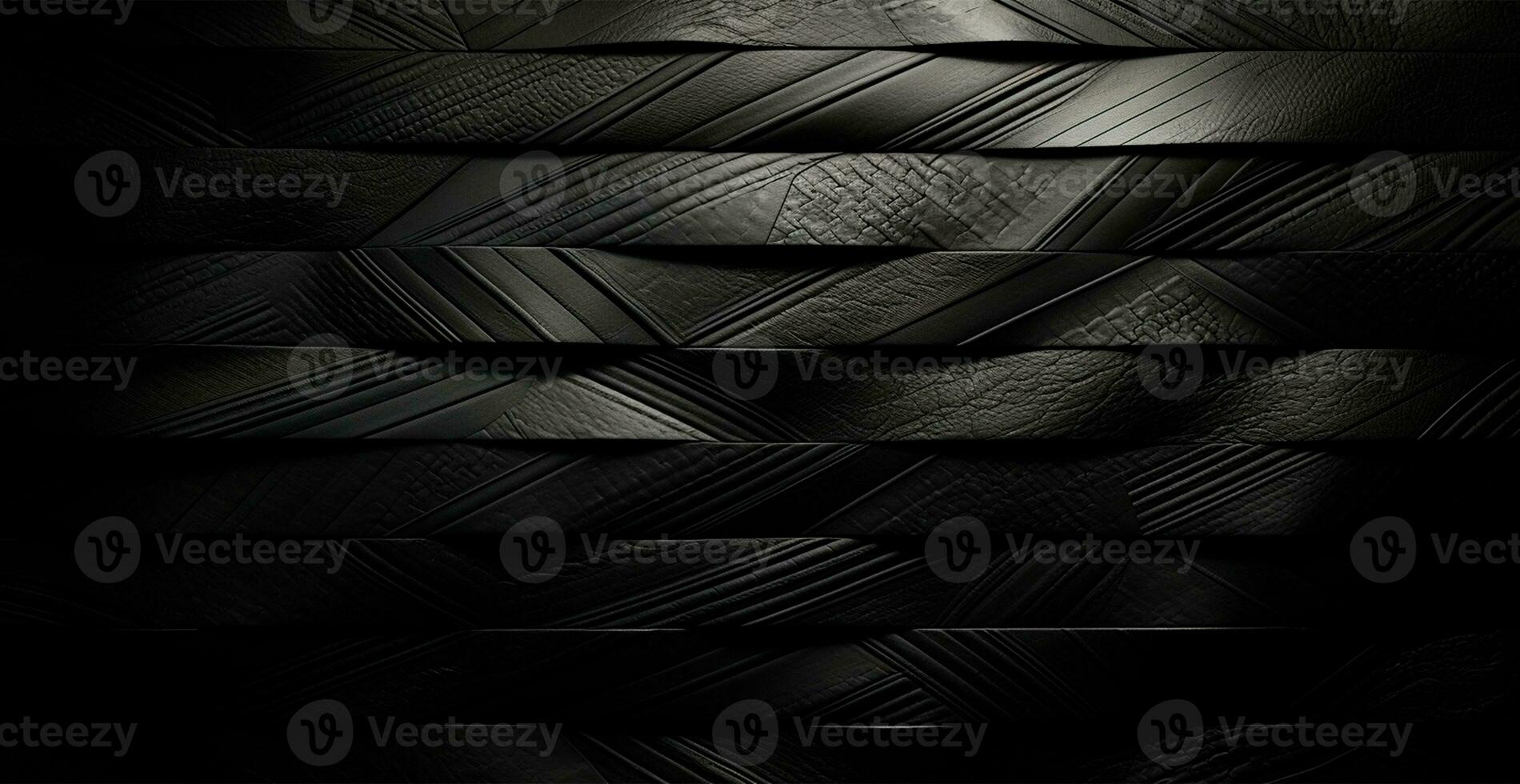 Weave eco leather black texture pattern, panoramic background - AI generated image photo