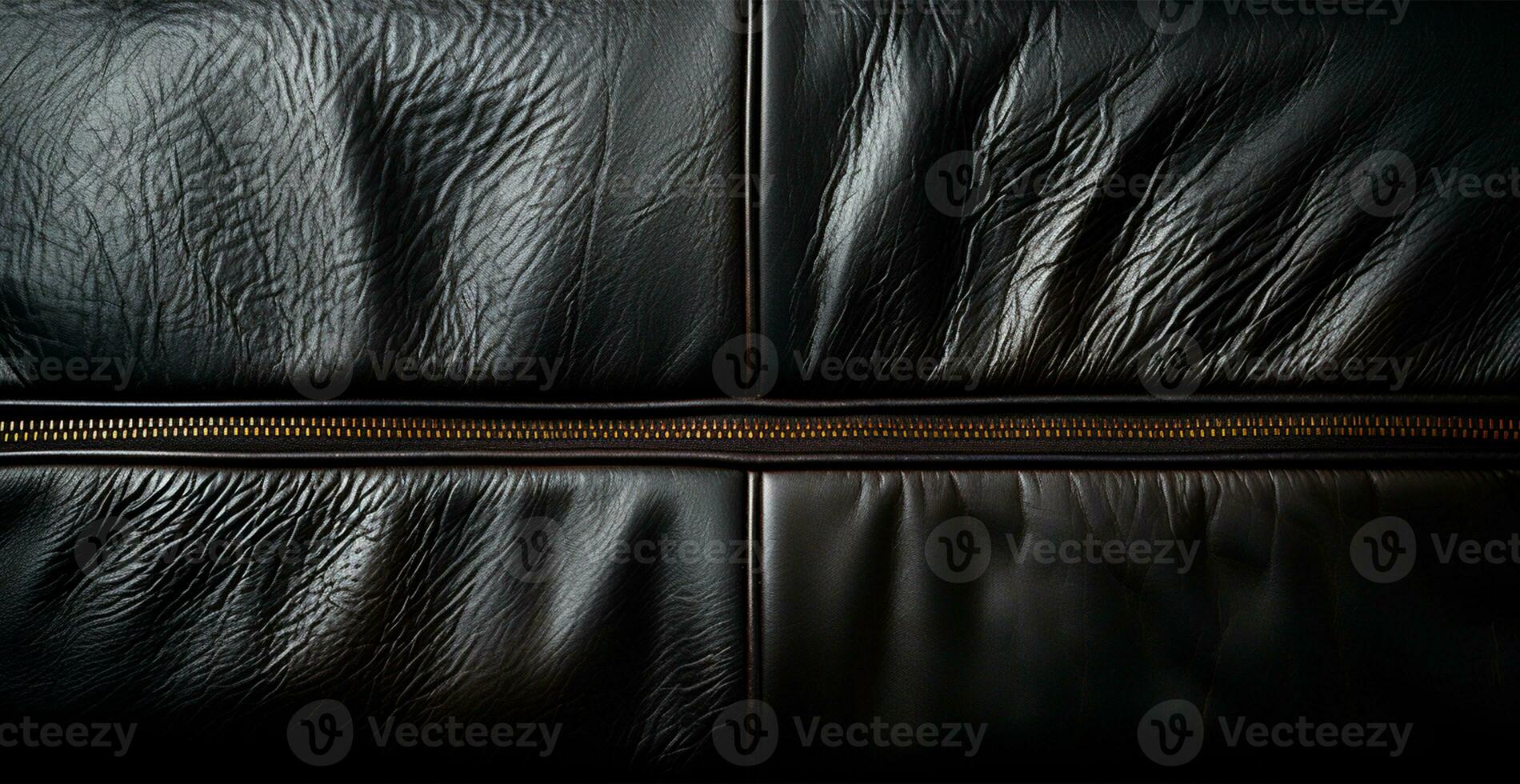 Panoramic texture of black eco leather - AI generated image photo