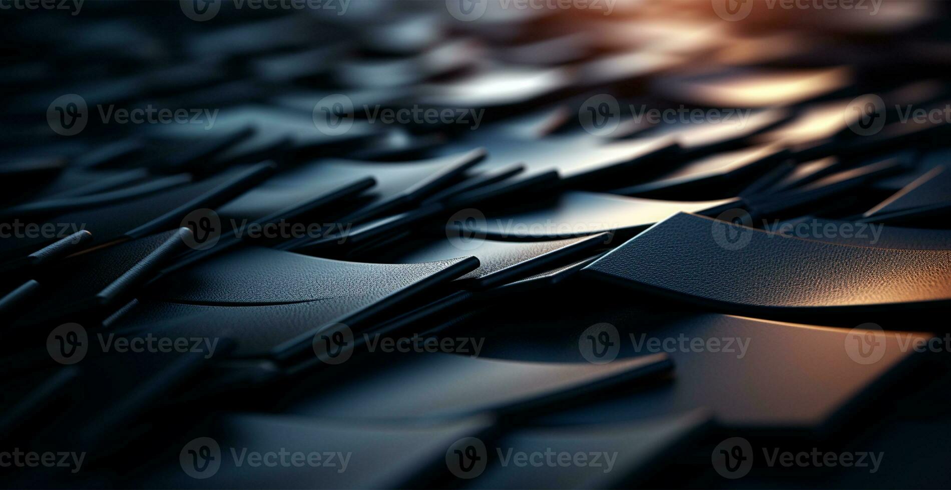 Weave eco leather black texture pattern, panoramic background - AI generated image photo
