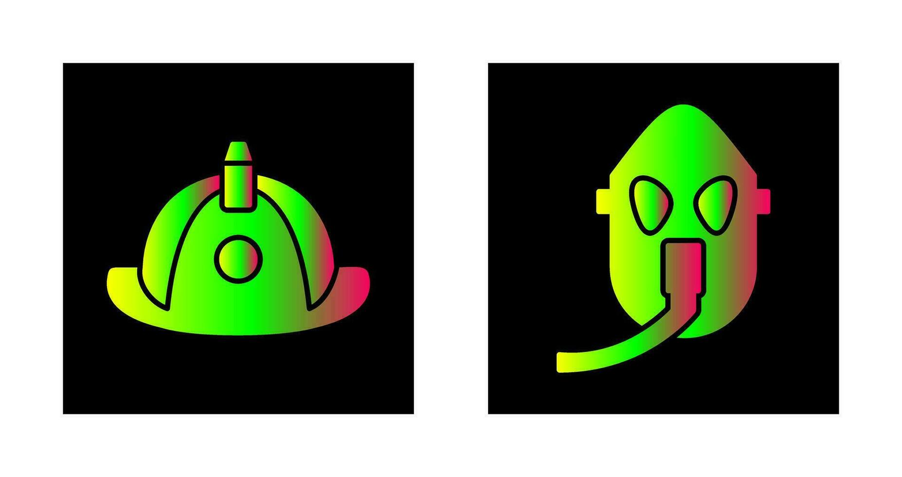 firefighter hat and Oxygen mask Icon vector