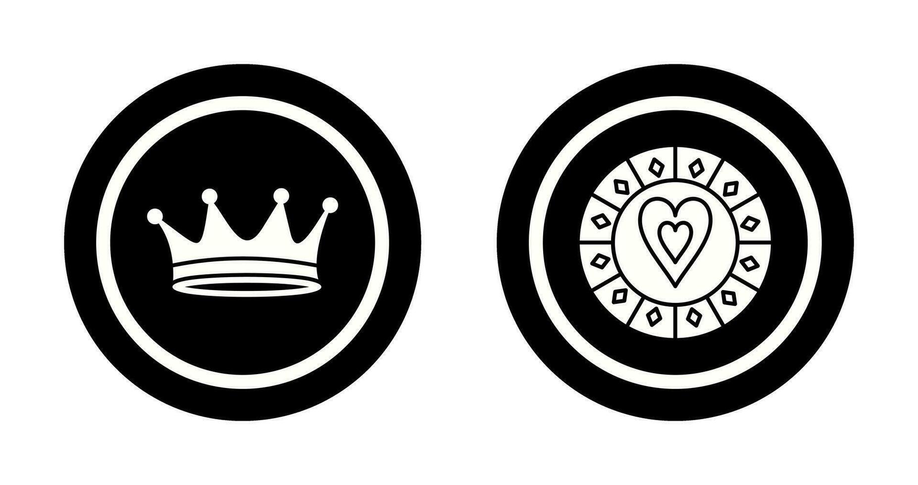 king crown and heart chip Icon vector