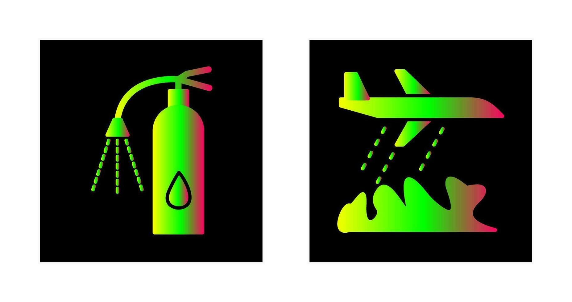 using extinguisher and firefighter plane  Icon vector