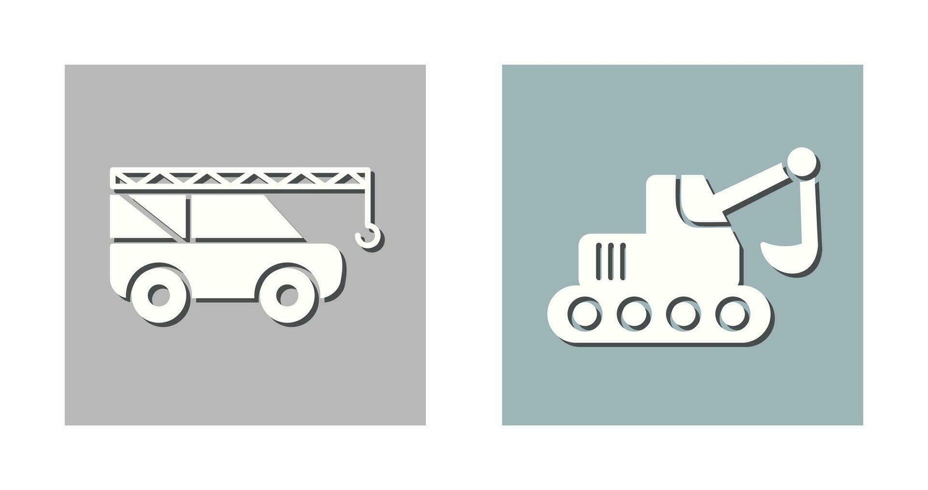 Crane and Escavator Icon vector