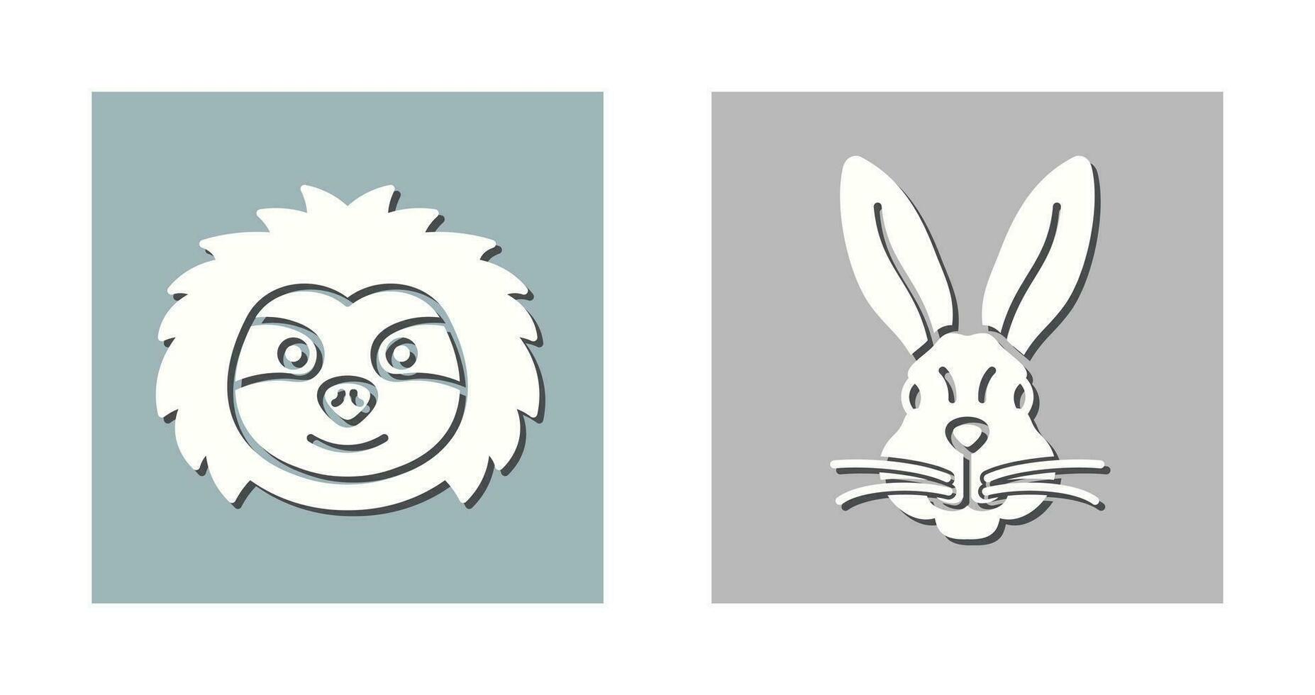 Sloth and Rabbit Icon vector