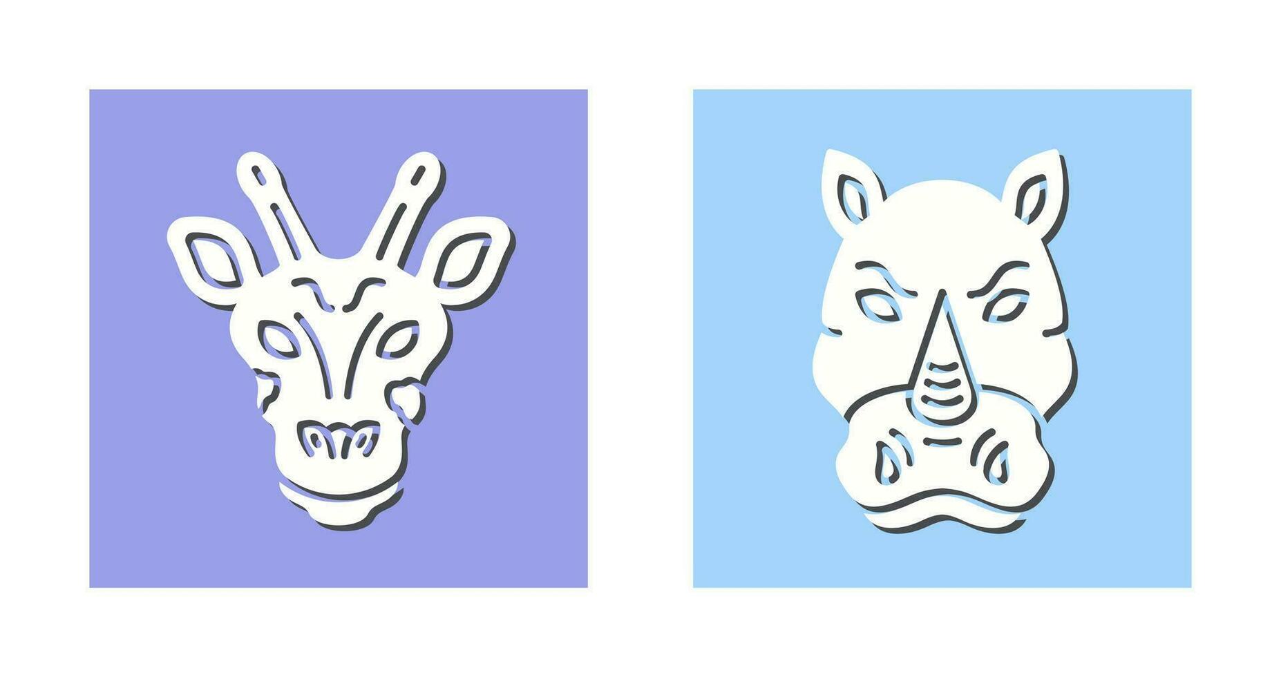 Giraffe and Rhino Icon vector