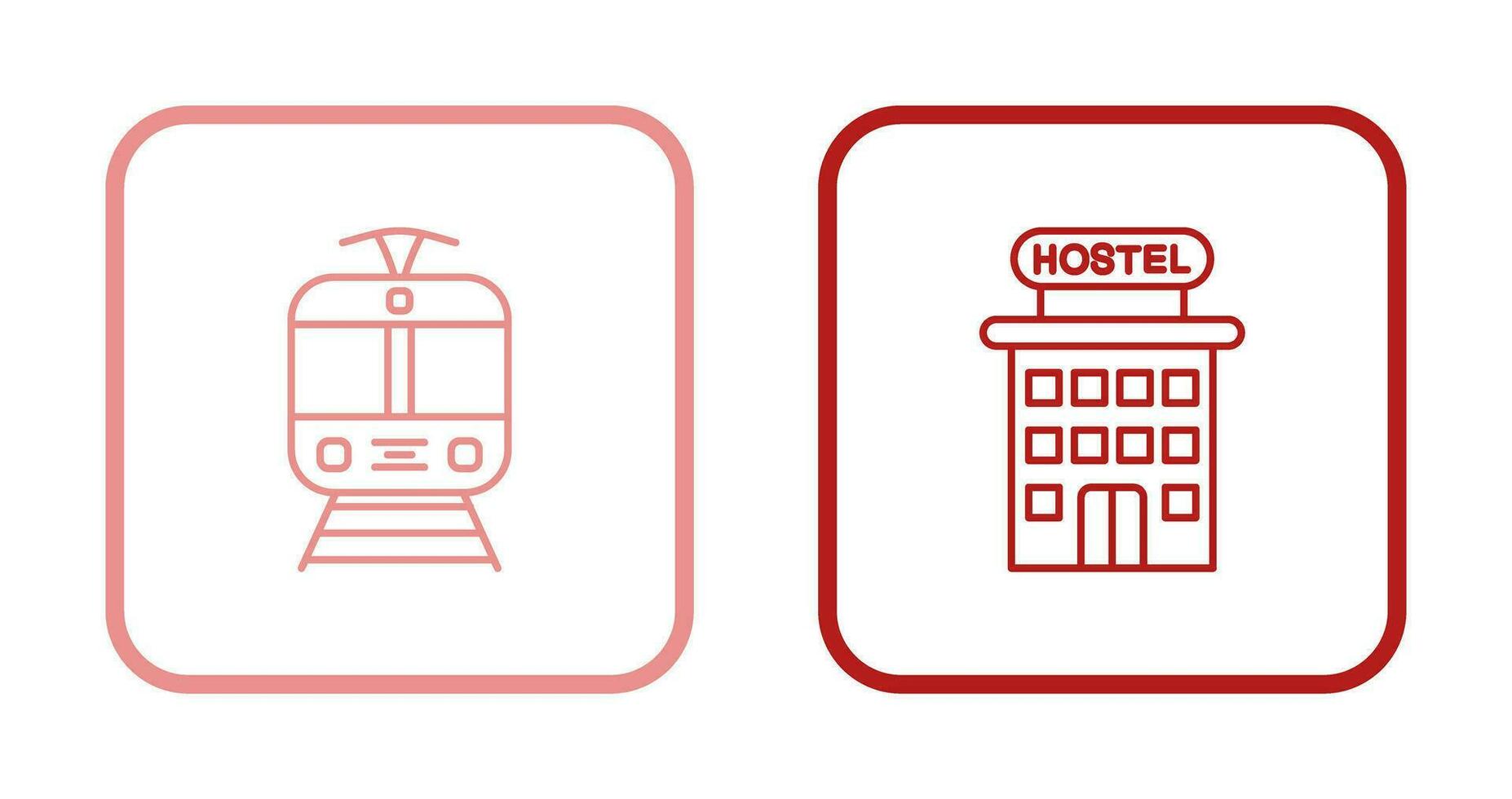 Tram and Hostel Icon vector