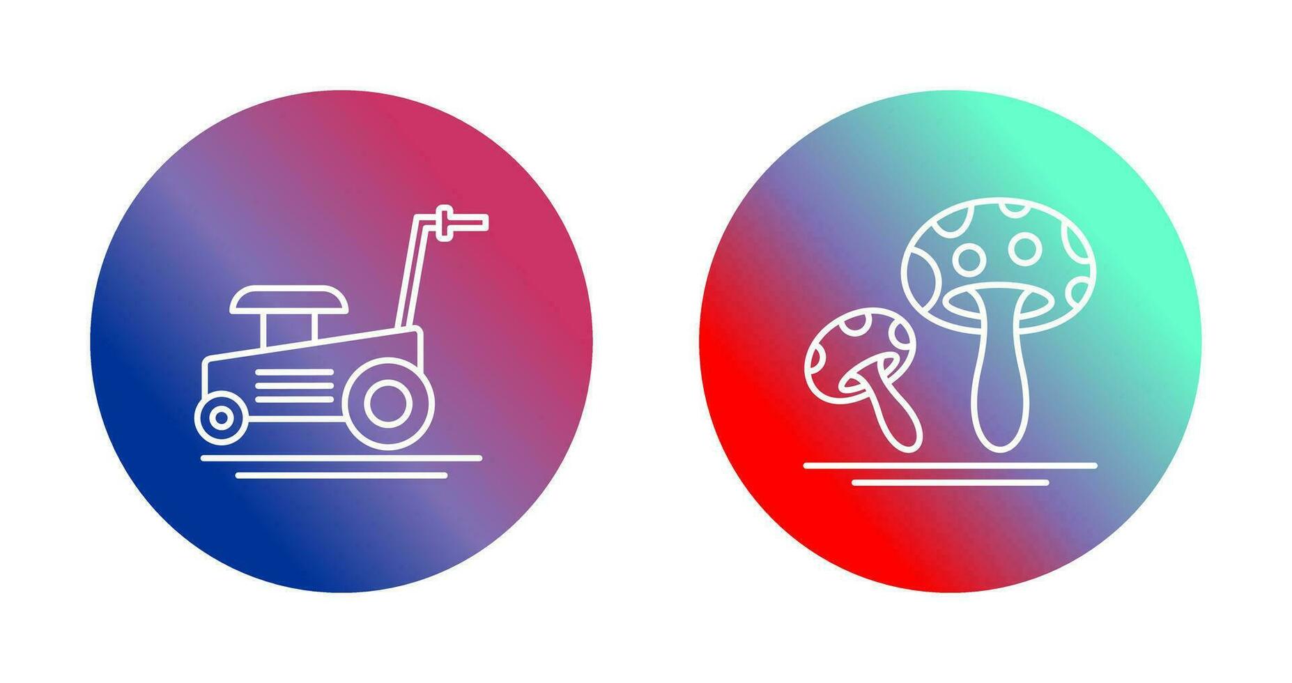 Lawn Mower and Mushroom Icon vector