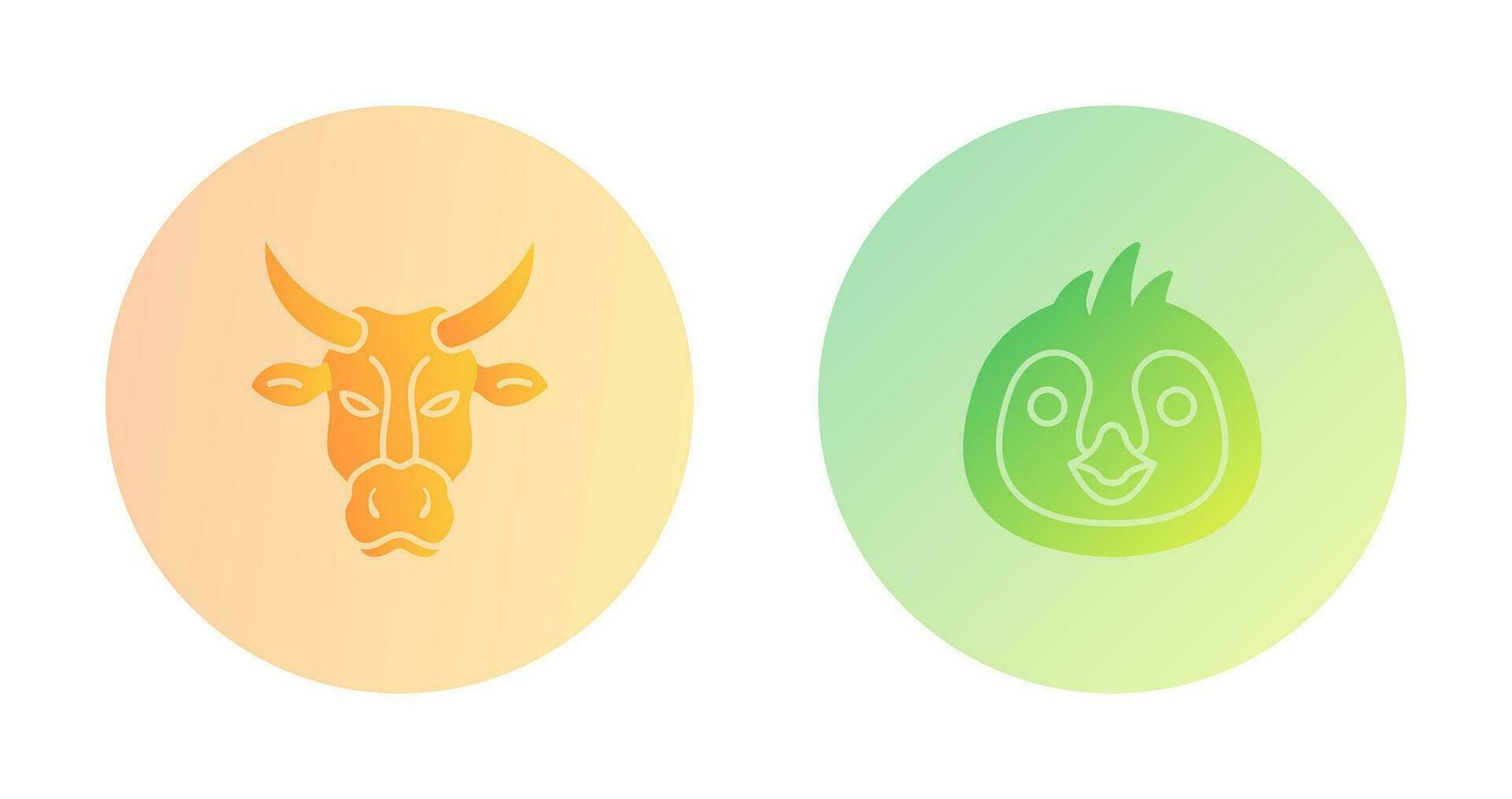 Cow and Penguin Icon vector