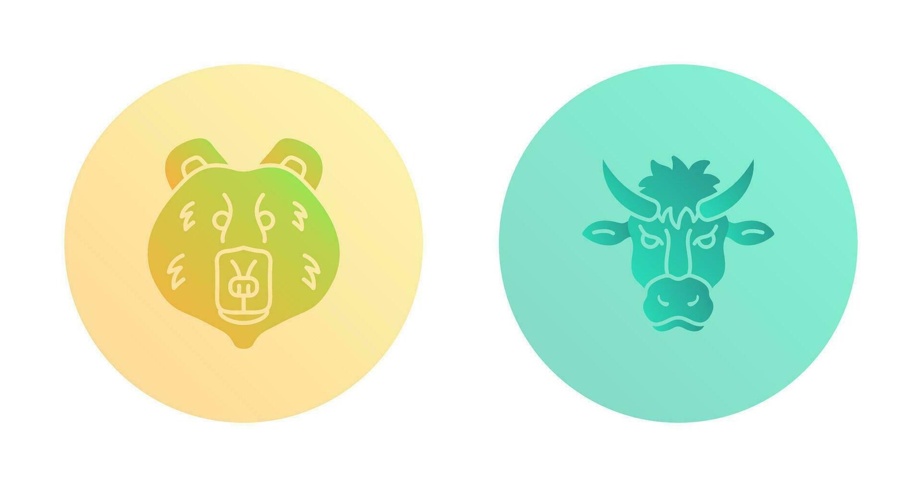 polar oso y bisonte icono vector