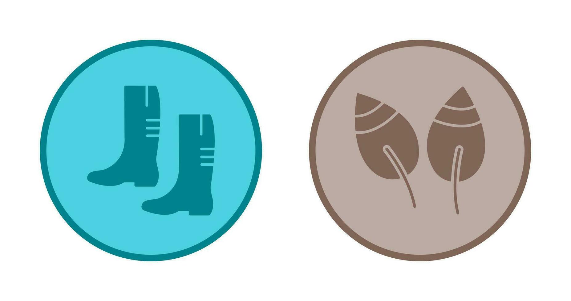 jardinería botas y hojas icono vector