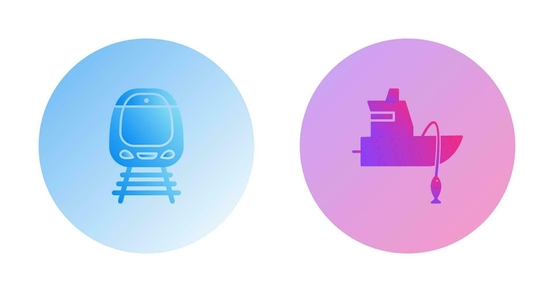 Train and Fishing Boat Icon vector