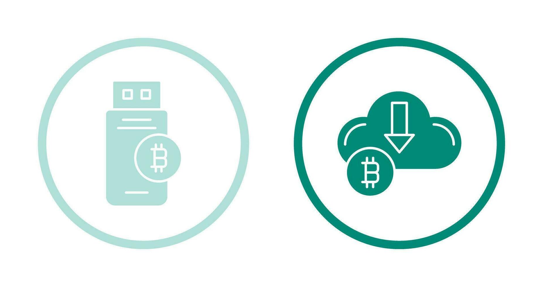 Bitcoin Usb Device and Down Arrow Icon vector