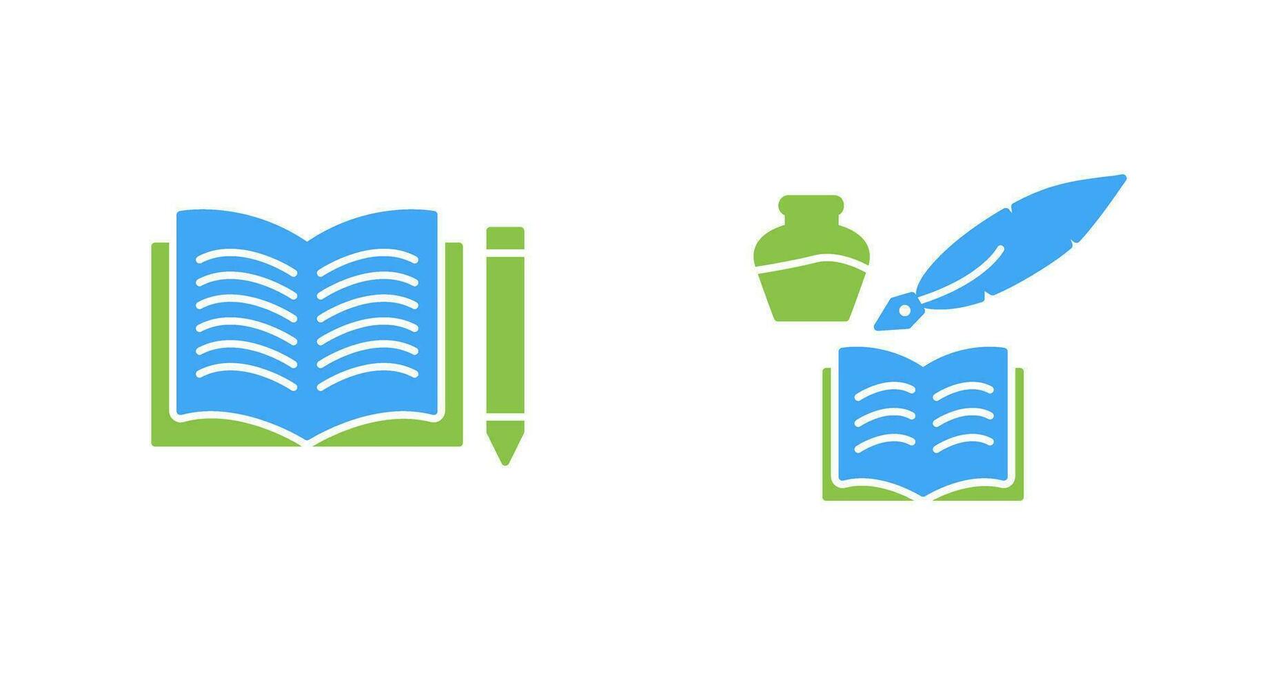 Pencil and Book and Quilland Book Icon vector