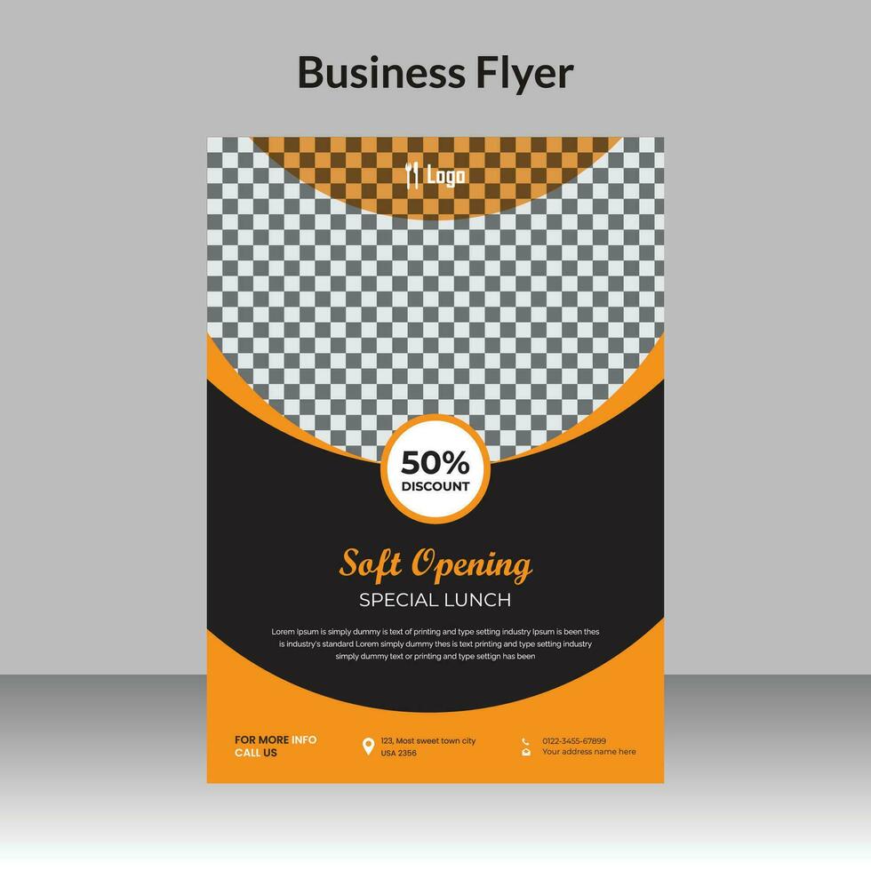 restaurant flyer design template for fast food, pizza, burger etc. vector