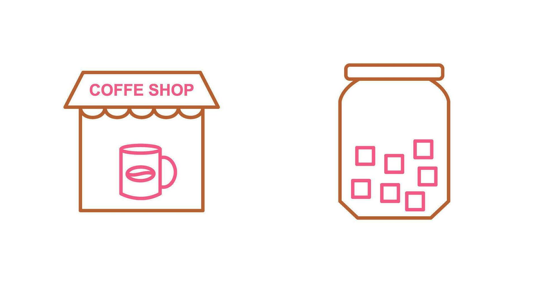 Coffee Shop And sugar Bottle  Icon vector