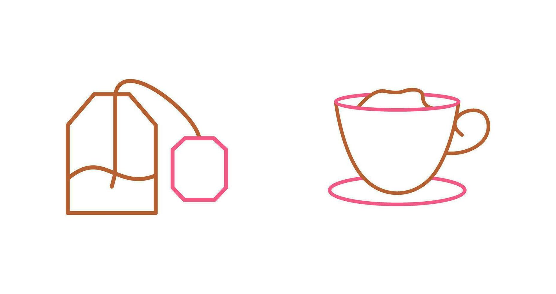 tea bag and creamy coffee  Icon vector