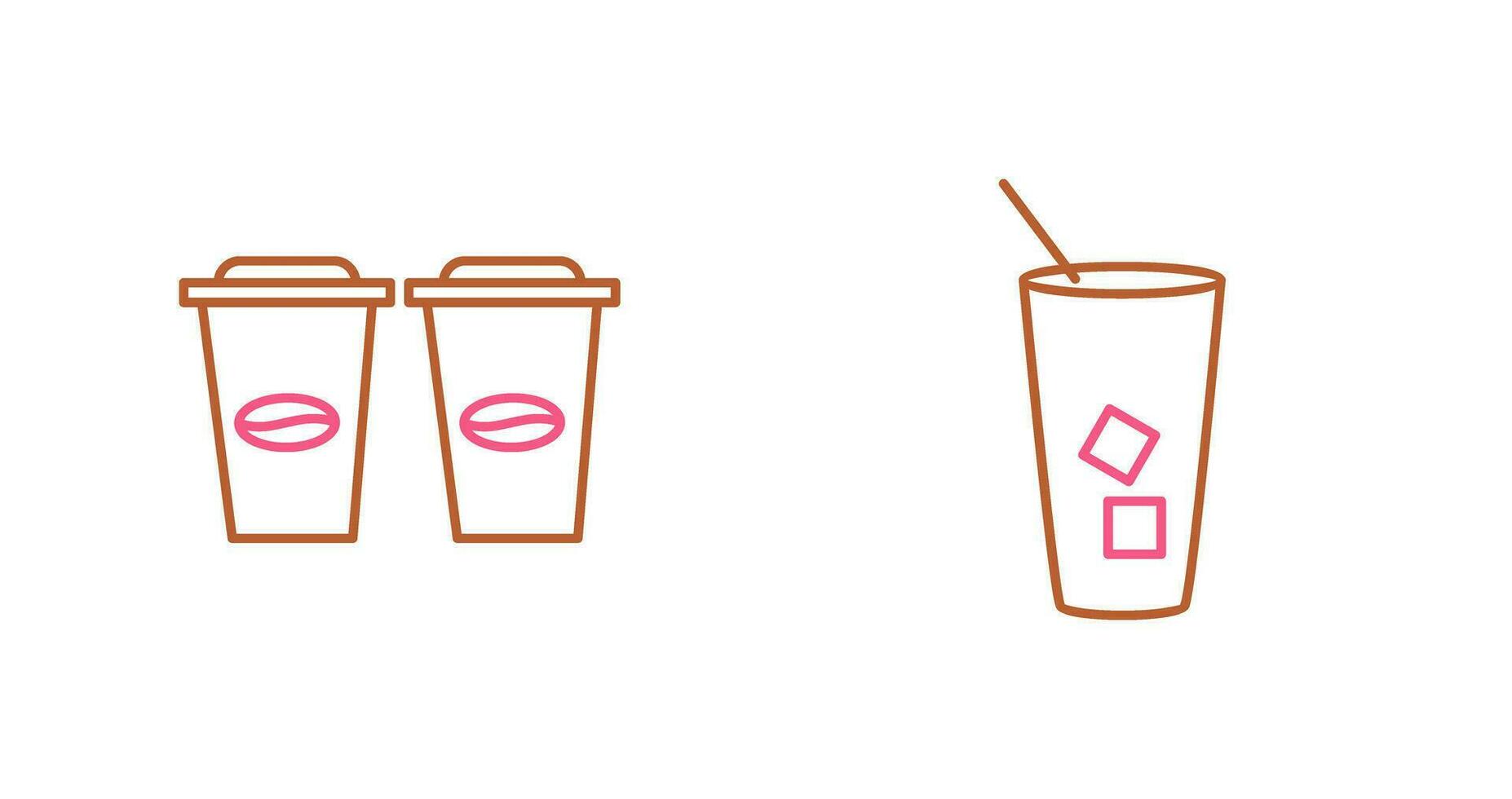 two coffees and Iced Coffee Icon vector