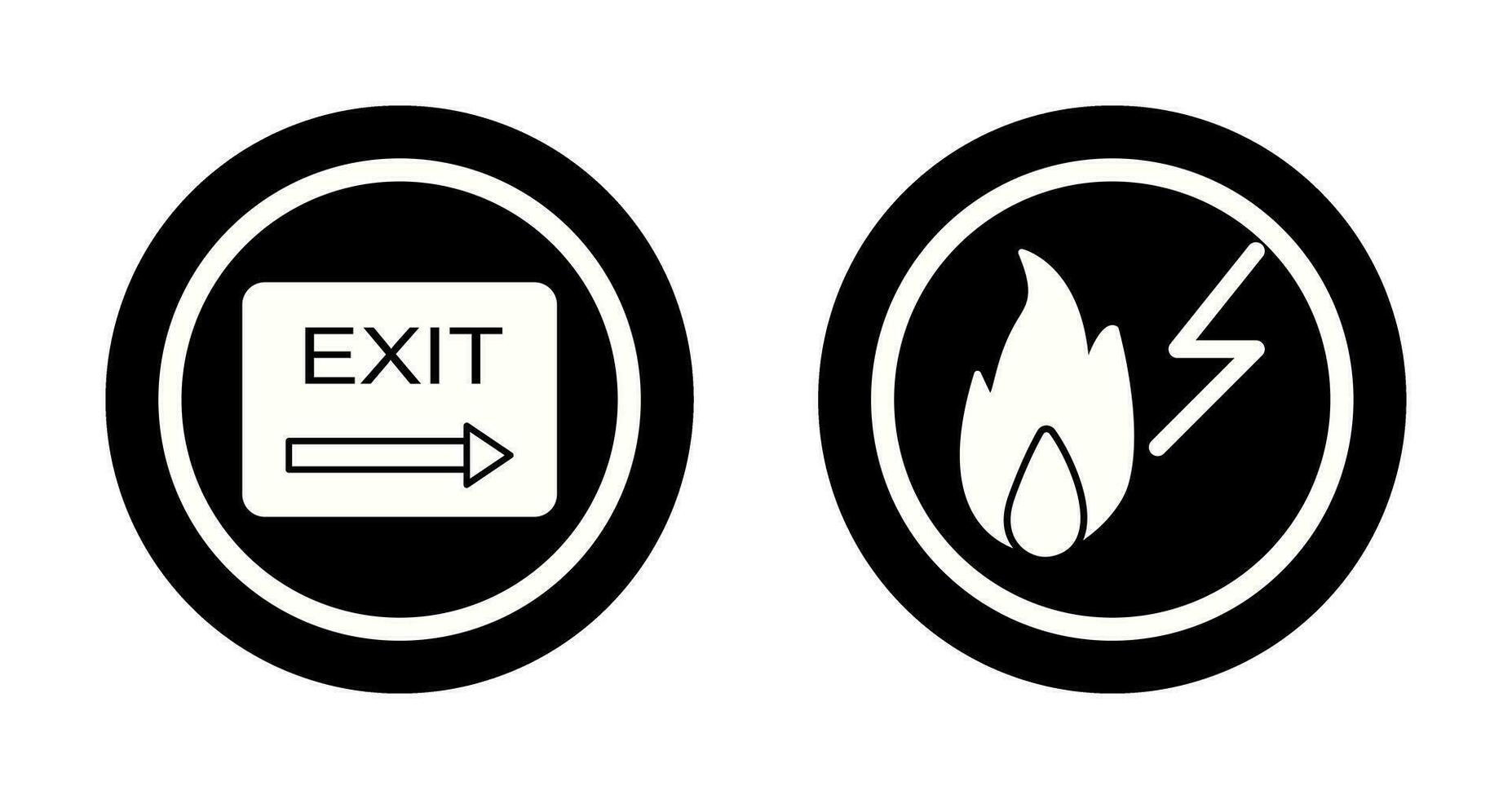 exit and electricity fire Icon vector